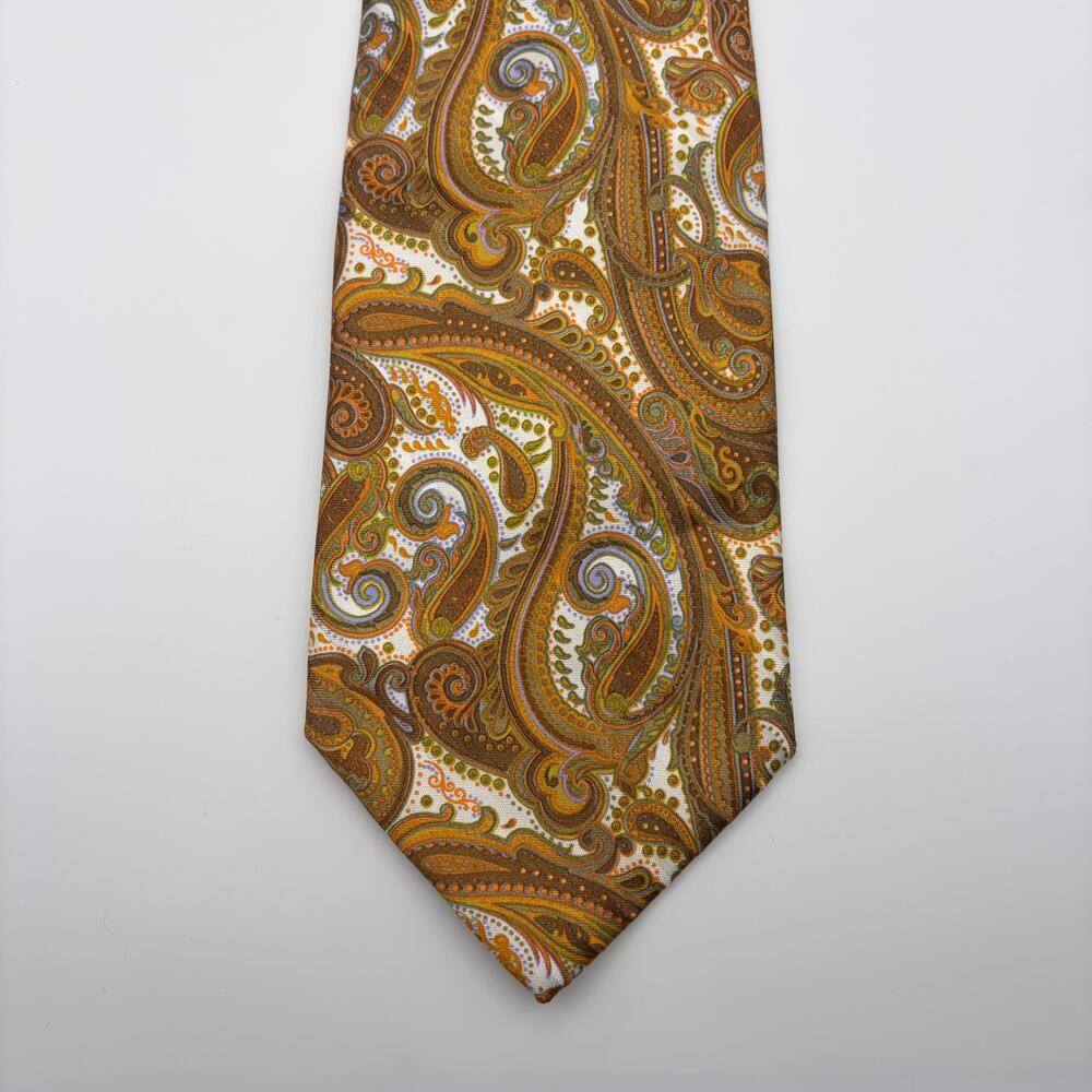Brioni Silk Tie with Brown Paisley Pattern - Picture 3 of 6